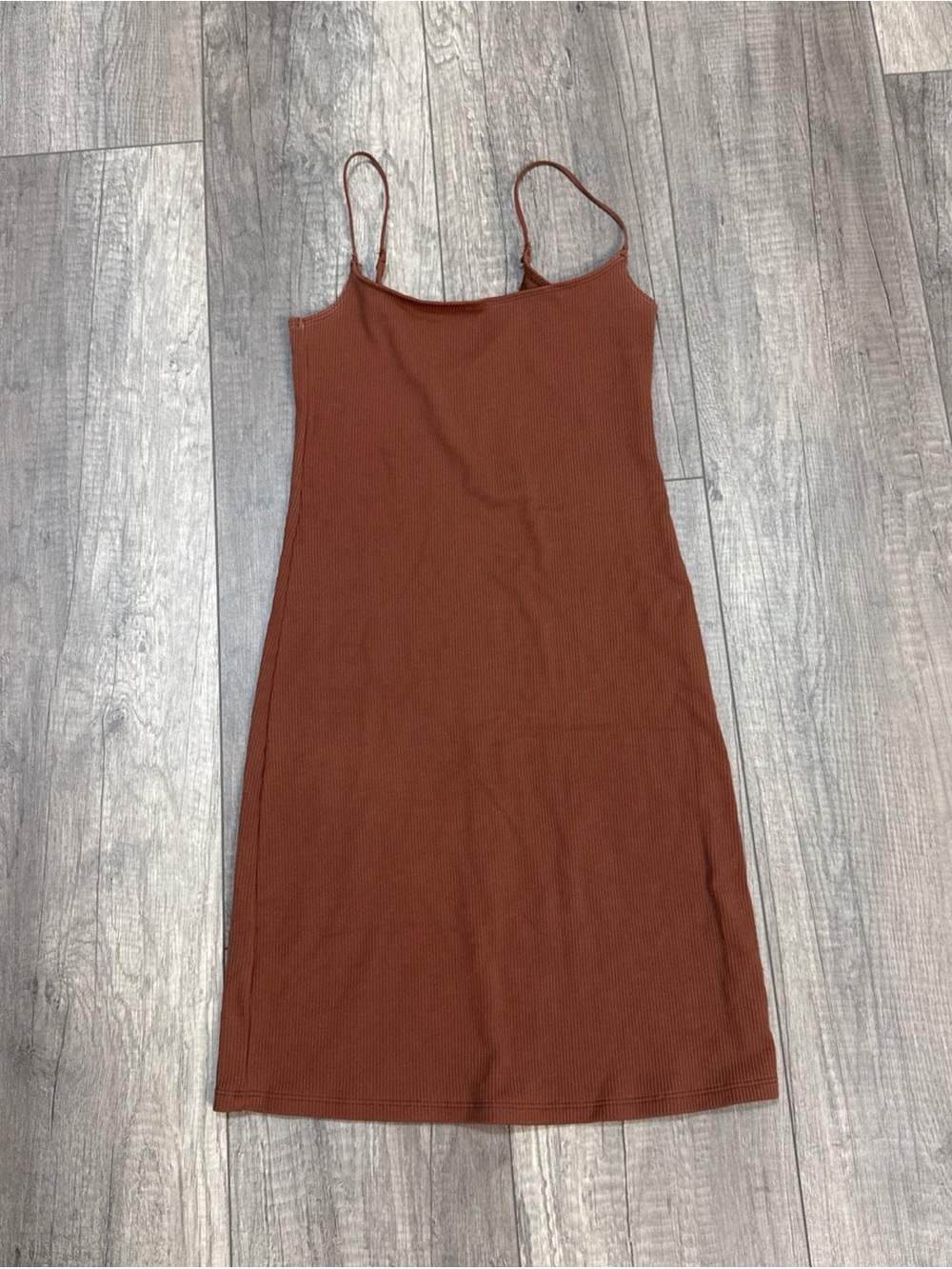 Abercrombie & Fitch Rust Brown Ribbed Slip Dress